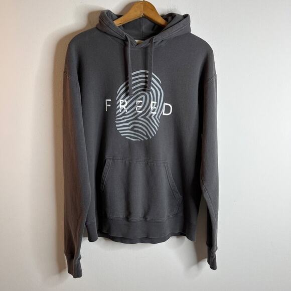 Hanes ComfortWash Womens Hoodie Sweatshirt Size M Gray Freed Fingerprint Graphic - Picture 2 of 6